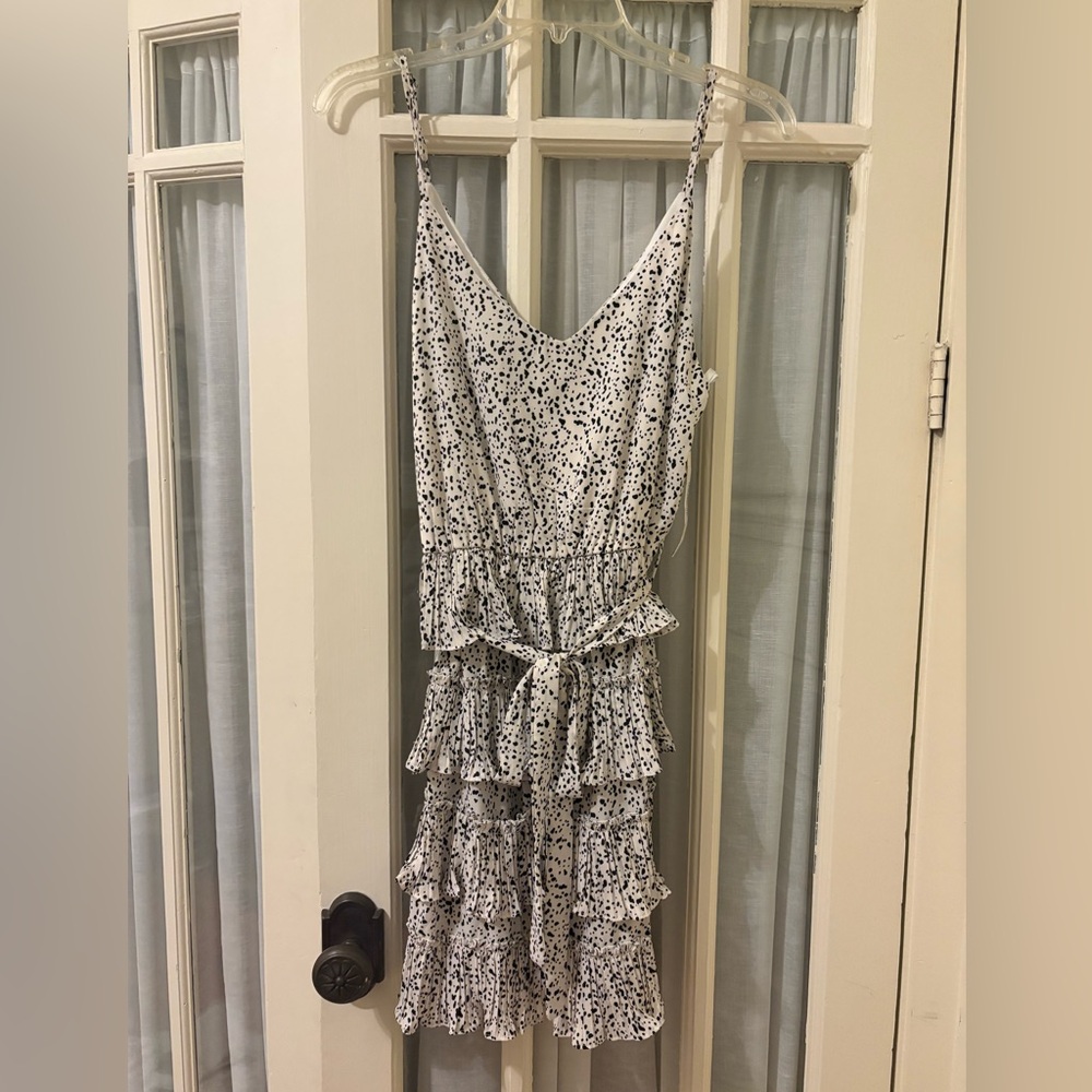 White and Black Ruffle Mini Dress